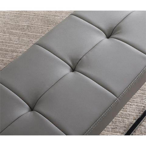 Plata Import Reign Tufted Metal Bench In Gray Faux Leather ... throughout The Enduring Appeal of the Plata Import Reign Tufted Bench
